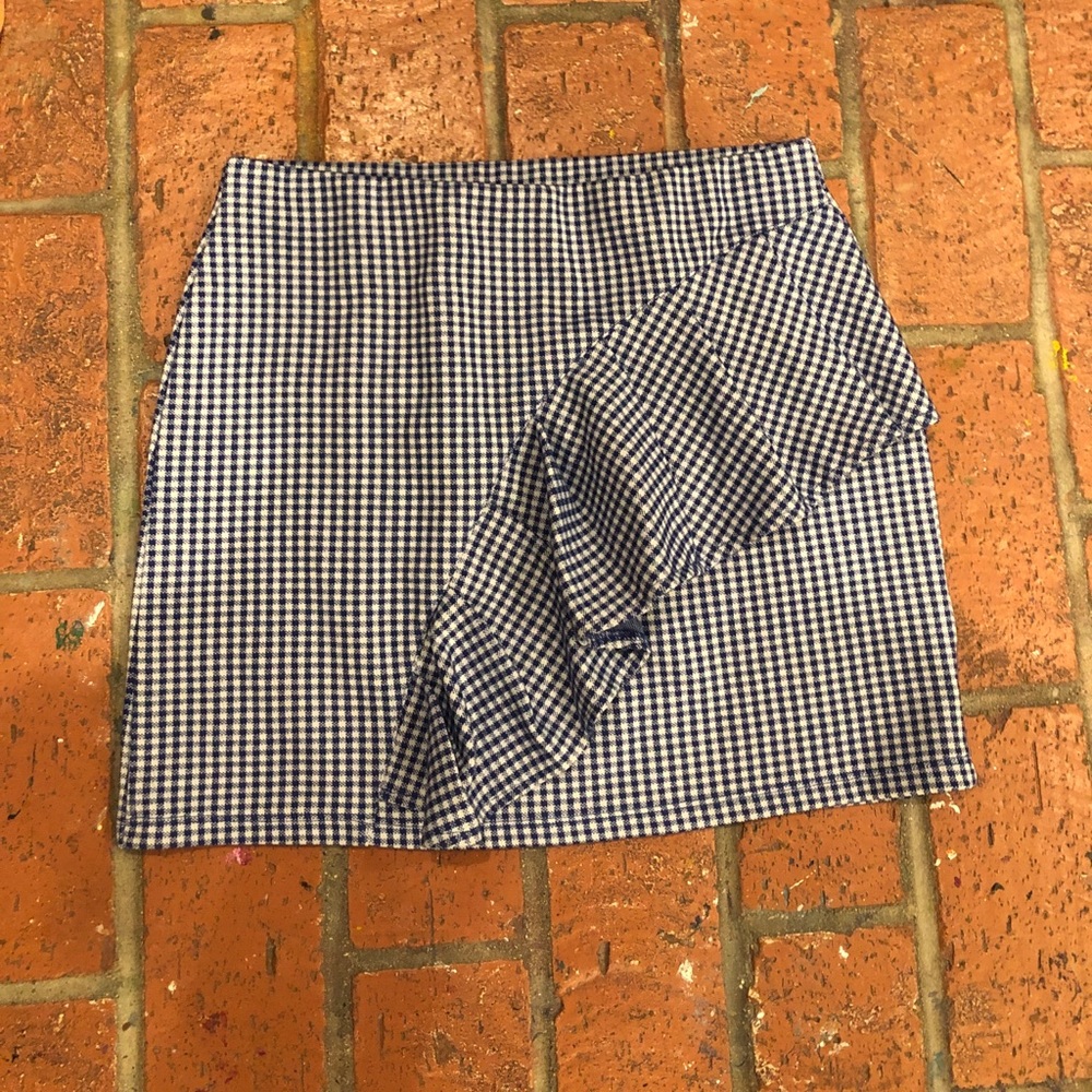 Blue and White Checkered Skirt